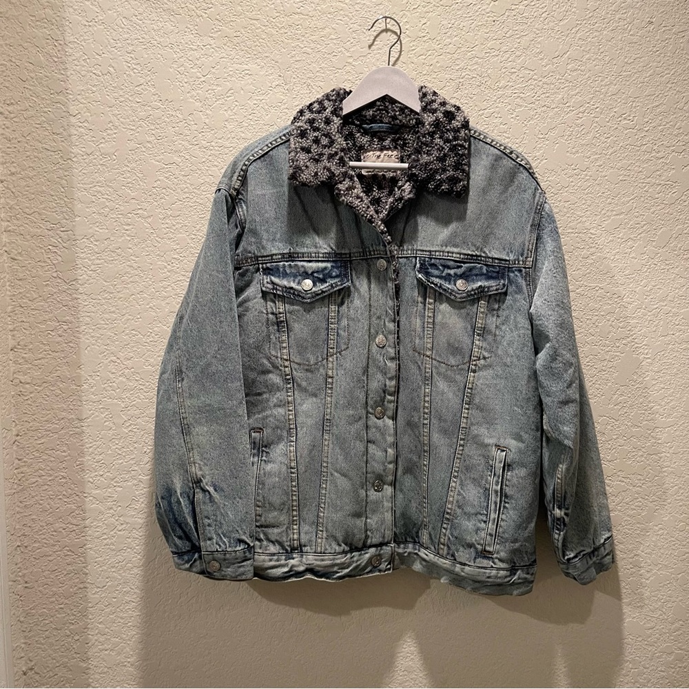 We The Free/Free People oversized Vintage Kitty Wild Ones Sherpa Trucker Jacket